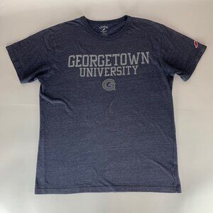 Georgetown Hoyas Navy Blue League Short Sleeve Crewneck Shirt Mens Large READ